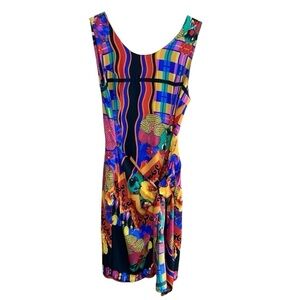 Vintage Pineapple Moon Abstract Faux Wrap Dress